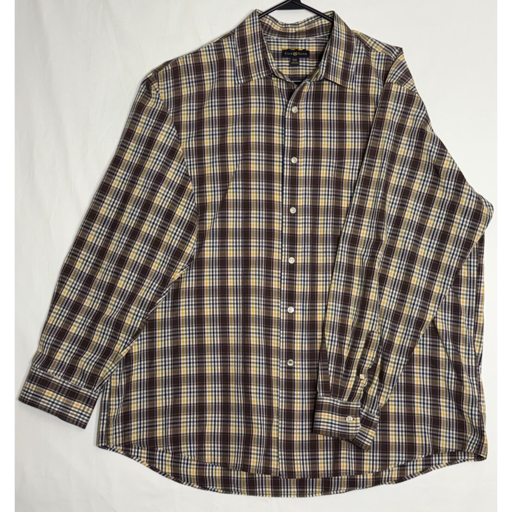 Club Room Mens 2 XL Performance Plaid Regular Fit‎ Pocket Button Down Shirt